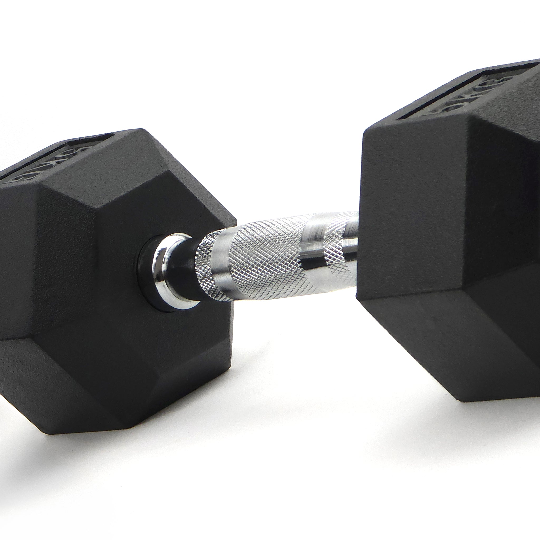 Chrome handle of hex rubber dumbbell