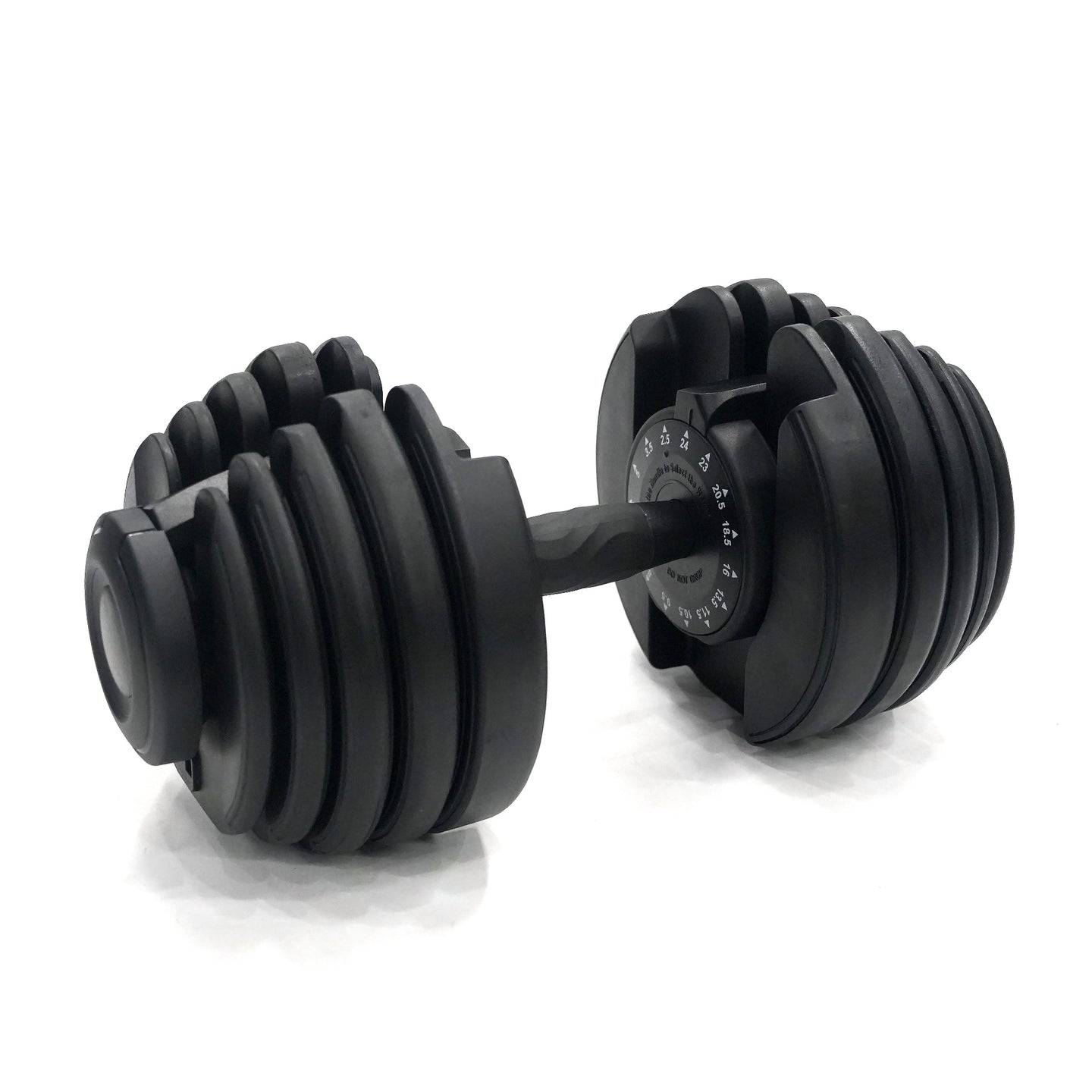 djustable 24KG black dumbbell on a white background