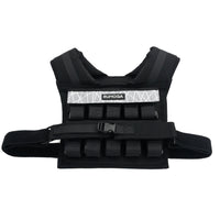 Black weighted vest with 'RUMOGA' branding on a white background