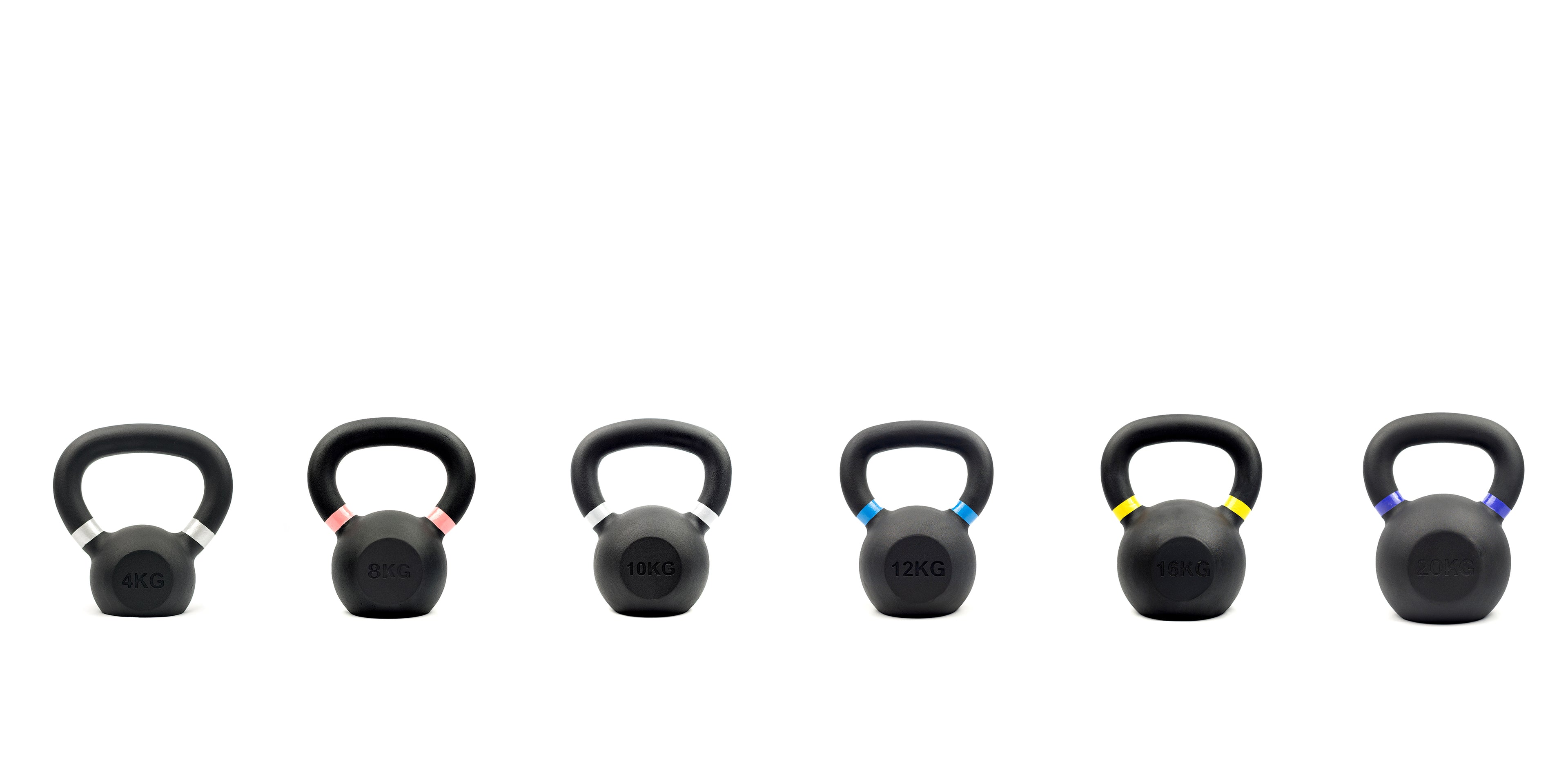 Range of iron cast kettlebells from 4kg to 32kg